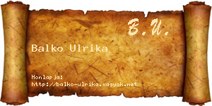 Balko Ulrika névjegykártya